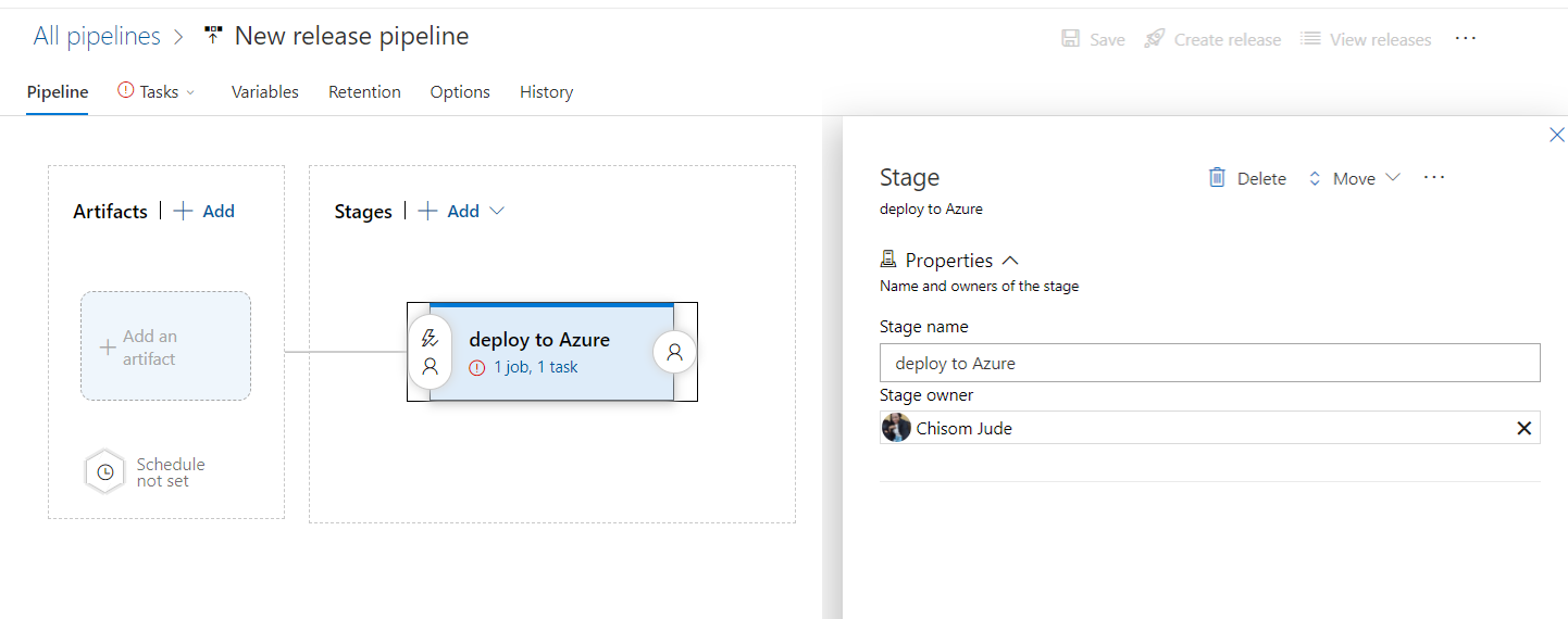 Release Pipeline set up on Azure DevOps